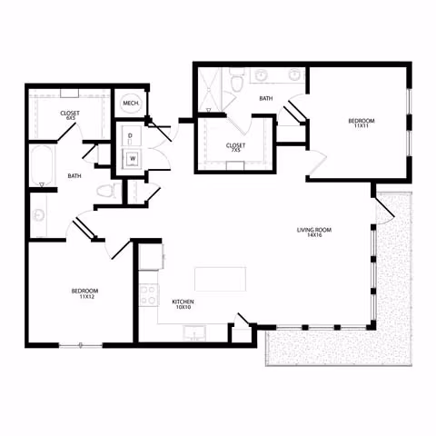 Two-Bedroom (B4) 6201 floor plan